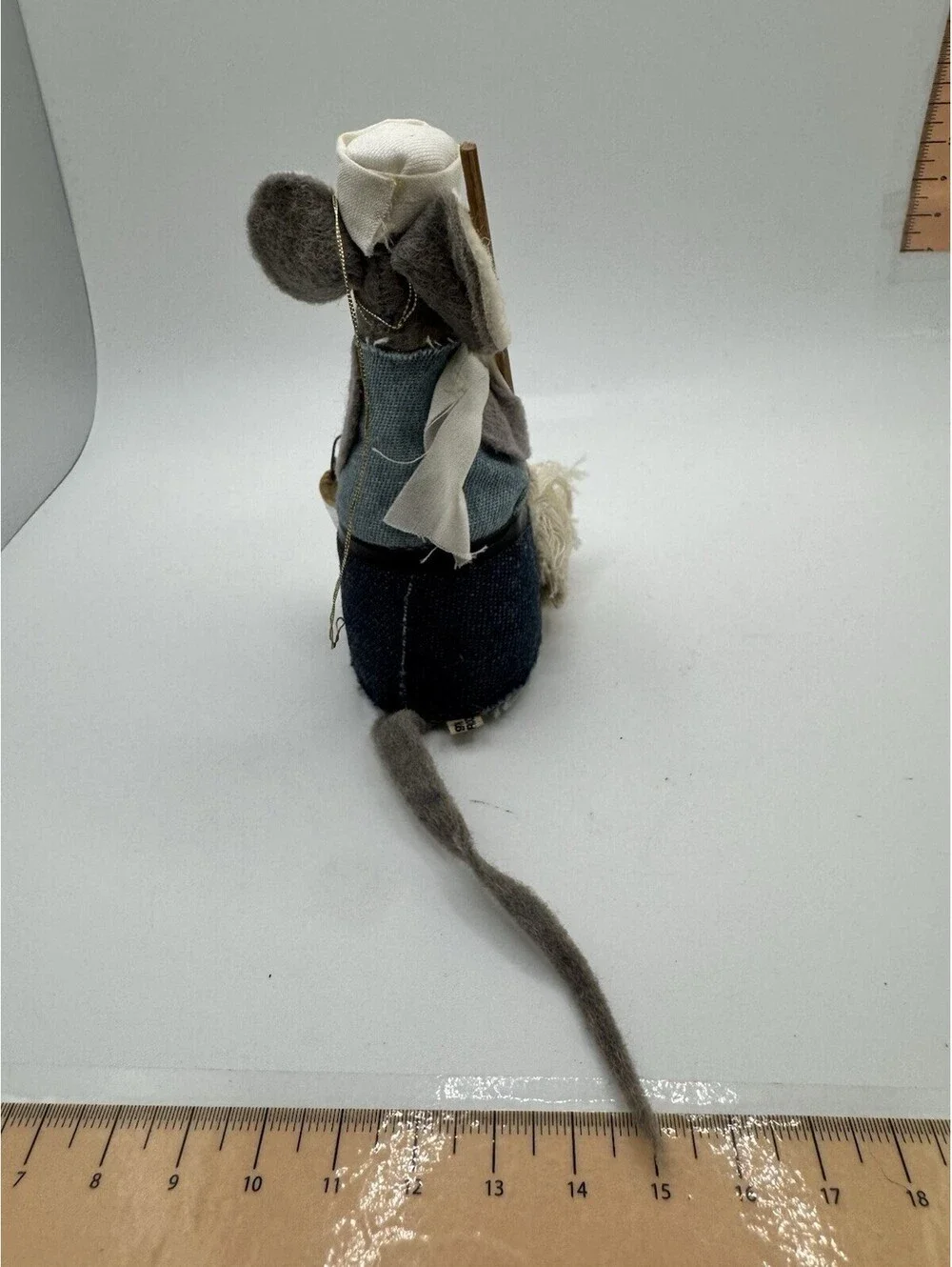 1976 B Kuroda Felt Mouse With A Bucket And A Mop Ornament
